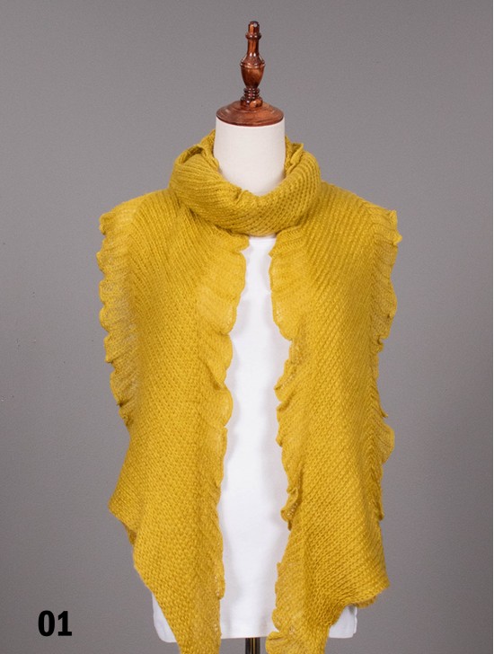 Long Knitted Ruffle Scarf